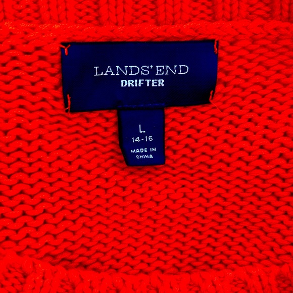 $5/25 Lands End Orange Cable Knit Sweater - Picture 7 of 8